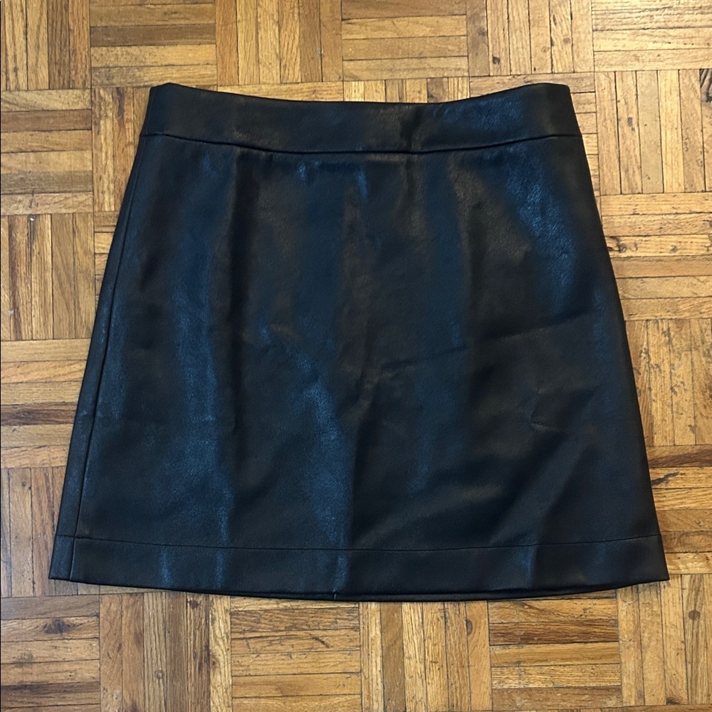 NWT J Crew Black Vegan Leather Skirt